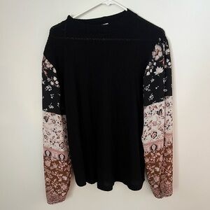 Maurices Black Floral Patchwork Blouse